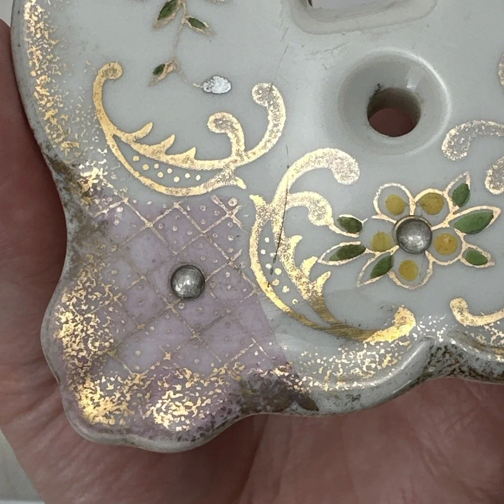 Vintage Lefton's Floral Rhinestones Porcelain Light Switch Plate Cover Pink 2685